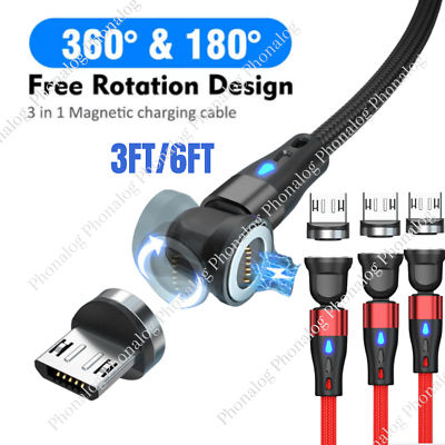 #ad 3 Pack Magnetic Micro USB Fast Charging Cable For Android Samsung Charger Cord $6.31