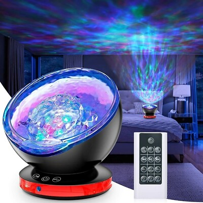 #ad #ad Ocean Wave Projector12LED Night Light Lamp with Adjustable Lightness Remote $13.56