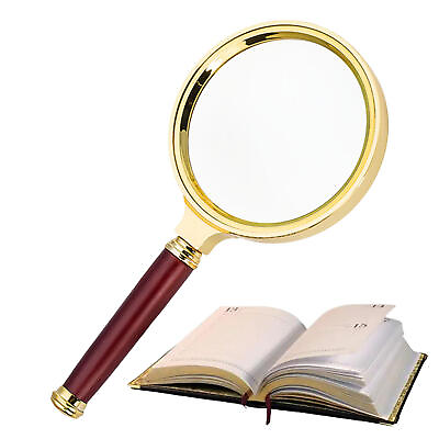 #ad Vintage Magnifying Glass 10X Magnifying Glass Wood Antique Brass Magnifier $8.26