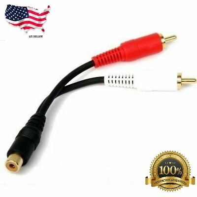 #ad RCA Audio Jack Cable Y Adapter Splitter 1 Female to 2 Male Plug $3.99