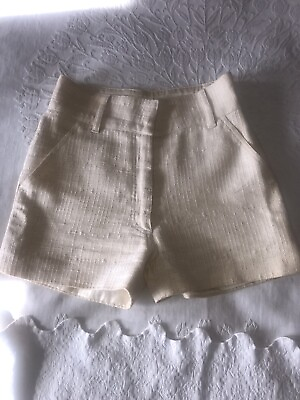 #ad KAREN ZAMBOS VINTAGE COUTURE TAILORED IVORY SHORTS SIZE 6 100% COTTON $49.99