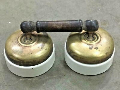 #ad OLD VINTAGE VITREOUS BRAND 5 AMP BRASS CERAMIC ELECTRIC SWITCH MADE IN ENGLAND $95.00