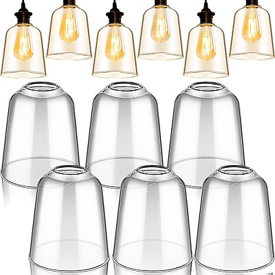 #ad Riakrum 6 Pcs Clear Glass Shade 5quot; Dia 5.67quot; High 1.65quot; Fitter Light Cover Sh... $116.09