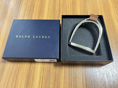 #ad Ralph Lauren Derbyshire Paperweight Leather Stirrup Equestrian Made in India $250.00