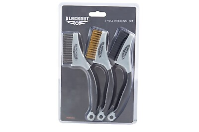 #ad Blackout XP 3 Pack Brush Set: Nylon Brass amp; Stainless Steel with TPR Grips $12.99