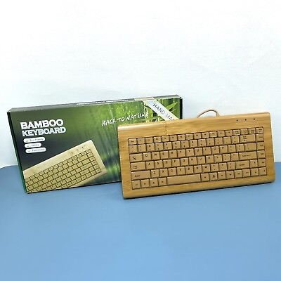 #ad Hand Made Bamboo Wood Windows Compatible Wired USB PS2 Computer Keyboard $19.99