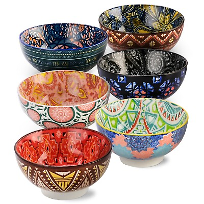 #ad 21 OZ Ceramic Soup Bowls Set of 6 Colorful Porcelain Bowls for Everything $39.99