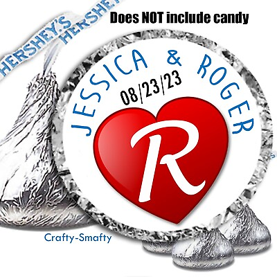 #ad 108 Personalized Monogram Wedding for Hershey Kisses Labels Party Favors Custom $2.94