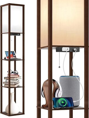 #ad Floor Lamp with Shelves LED Shelf Floor Lamp Light with 1 USB amp; 1 Type C Ports $81.22