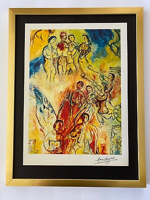 #ad MARC CHAGALL 1971 BEAUTIFUL SIGNED PRINT FROM FRANCE BALLET FRAMED $199.99
