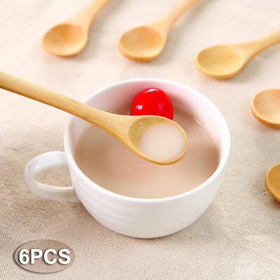 #ad 6pcs Soup Spoon Mini Size Protective Durable Coffee Spoon Wood $8.06