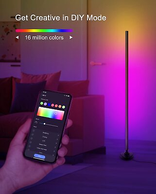 LED Floor Lamp Corner Light Lamp RGB White Modern Smart Compatible with Alexa $24.99