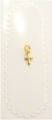 #ad Small Tiny Christian Religious Gold Cross Pendant Charm Minimalist $15.00