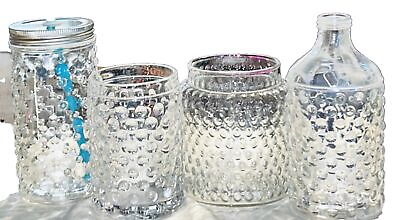 #ad Vintage set of 4 Different Sizes and Types of Hobnail Glass Accessories $40.00