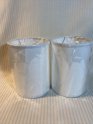 #ad Lot Of 2 PCS Clip On 6 1 2quot; Candelabra Fabric Shades Chandelier White New $25.00
