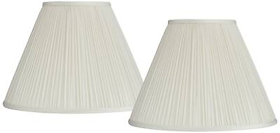 #ad Beige Set of 2 Pleated Empire Lamp Shades 7x16x12 Spider $129.99