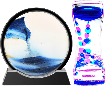 #ad Liquid Motion Bubbler Timer and Sand Art Picture 3D round Glass Sand Picture 2 P $21.99