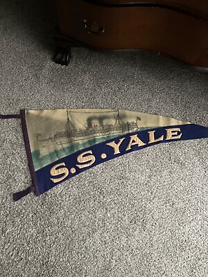 #ad Antique Circa 1906 S.S. Yale Navy Ship Pennant Military Memorabilia $99.00