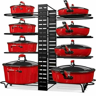 #ad Pots and Pans Organizer for Cabinet 8 Tier Adjustable Pot and Pan Organizer Rack $17.99