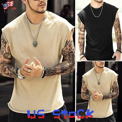 #ad Mens Sleeveless Vest Tank Tops Running Gym Top Sports Muscle T Shirt Blouse Tee $16.55