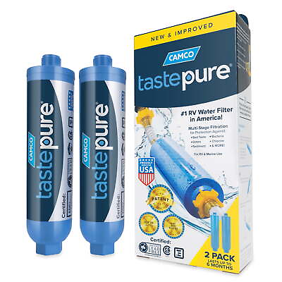 #ad Camco TASTEPURE RV Water Filter 6 Step Water Filtration 2 Pack Blue 40045 $24.68