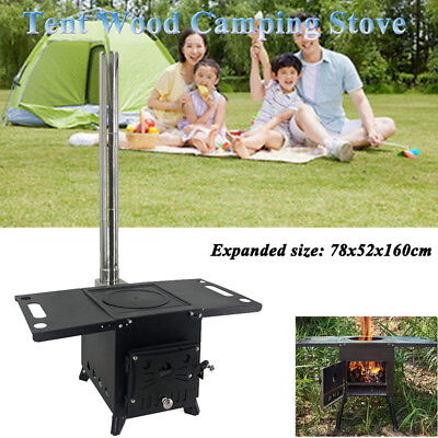 #ad Portable Wood Camping Stove with Chimney Pipes Outdoor Picnic Tent Heating Stove $87.00