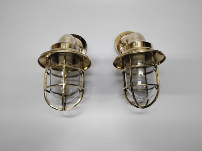 #ad Marine Lamp Pair Brass Shade Ship Light $220.00