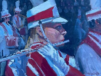 #ad Silvio Silvestri PAINTING LISTED AMERICAN ARTIST IMPRESSIONIST MARCHING BAND OIL $500.00