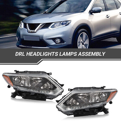 #ad Headlight For 2014 2015 2016 Nissan Rogue Halogen Chrome Right Left Side $91.00