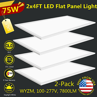 #ad 4pcs Flat Panel LED 75 Watt 2 ft. x 4 ft. 5000k White LED Dimmable Panel Troffer $207.00