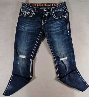 #ad Rock Revival Acid Washed Adult Size 36 Distressed Blue Jeans Men#x27;s $74.99
