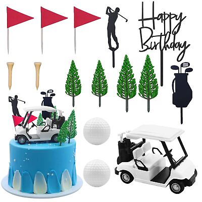 #ad Golf Cake Decorations Golf Birthday Cake Toppers Mini Golf Cart Toy Golf Them... $25.17