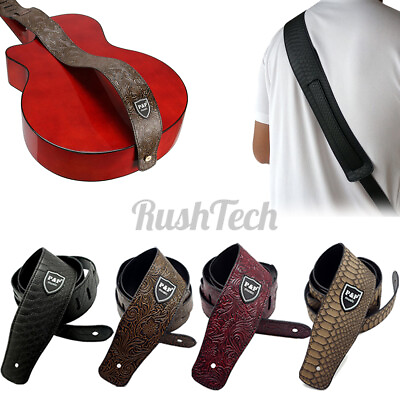 #ad Guitar Strap PU Leather Embossed Adjustable for Acoustic Electric Bass Guitar $8.80