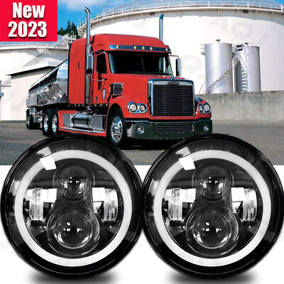 #ad For Freightliner Coronado 2001 2016 Round 7quot; LED Headlights Turn Signal Halo DRL $81.59