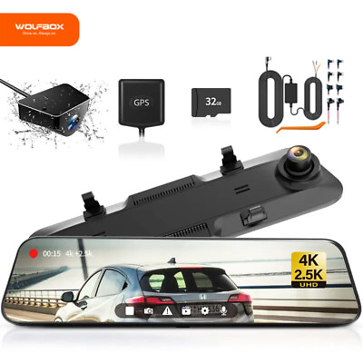 #ad WOLFBOX G900 4K2.5K Front and Rear Mirror Camera Free 32GB Card Dash Cam $228.99