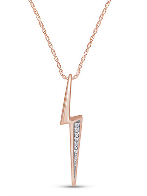 #ad Lightning Bolt Pendant Necklace Cubic Zirconia 14K Gold Plated Sterling Silver $25.74