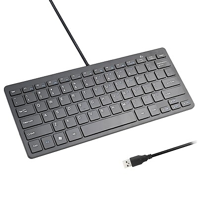 #ad Ultra Thin Mini USB Wired Compact Keyboard for PC Mac Laptop 78 Key Silver Black $22.99
