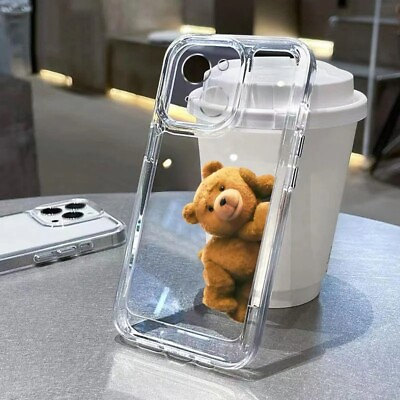 #ad Cartoon Bear Transparent IPhone Case 15 14 13 12 11 pro Max Mini Xs X Soft Cover $5.99