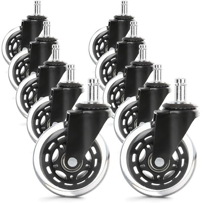 #ad 10PCS 3 inch Office Chair Caster Rubber Swivel Wheels Replacement Heavy Duty $31.50