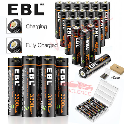 #ad EBL AA AAA Rechargeable Lithium Li ion Batteries USB 1.5V Battery w Cable Lot $19.99