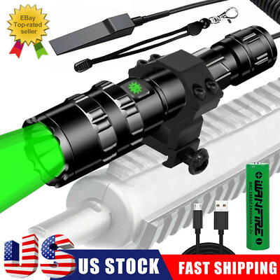 #ad 1600Lm Tactical Flashlight Picatinny Rail Mount Switch for Hunting Shooting $18.99