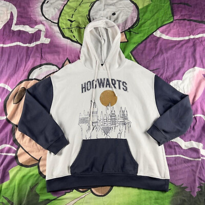#ad Hogwarts HARRY POTTER White Hoodie Pullover Sweatshirt XL $14.50