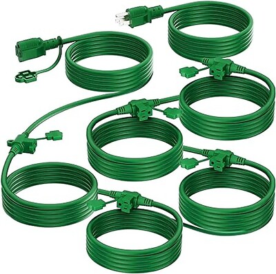 #ad KASONIC K 617 Outdoor Extension Cord 50 FT Evenly Spaced 6 Outlets Plugs Gre... $39.90