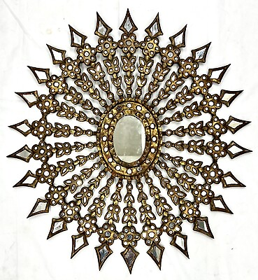 #ad 19th Century Large Starburst Giltwood Mirror $2150.00