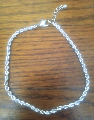 #ad Vintage Silver Plated Rope Chain Long Bracelet or Anklet 10.5quot; $5.00