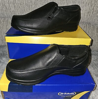 #ad Dr Scholls Double Air Pillo Insole Shoes Side Zip Leather Black Women’s 10W $16.00