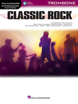 #ad Classic Rock for Trombone Solo Sheet Music 15 Songs Play Along Book Online Audio $14.99