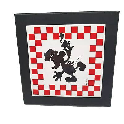 #ad Disney Mickey Mouse Wall Art Tile Trivet Red White Black 7.5quot; $10.00