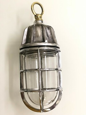 #ad MARINE SOLID ALUMINIUM NAUTICAL CEILING HANGING SHIP LIGHT WITH BRASS HOOK $80.00