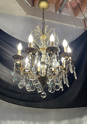 #ad RESTORED Antique Vtg French Louis XV Style Crystal Chandelier 10 Light 20s 30 40 $995.00